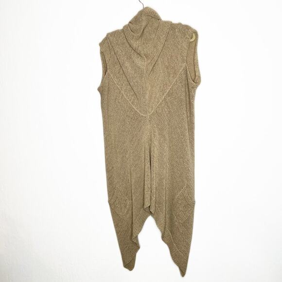 Calypso St. Barth Camel Knit Long Open Waterfall Cardigan Duster Sweater Vest Sm - Picture 10 of 13
